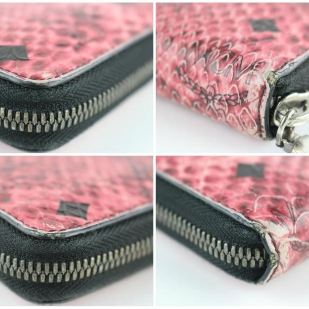 Mcm Studded Python Print Zip Around Wallet 231939 - image 6